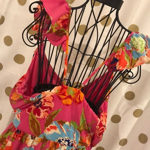NWT GB Pink Floral Ruffle Wrap Dress - Size XL Jr - Picture 7 of 7